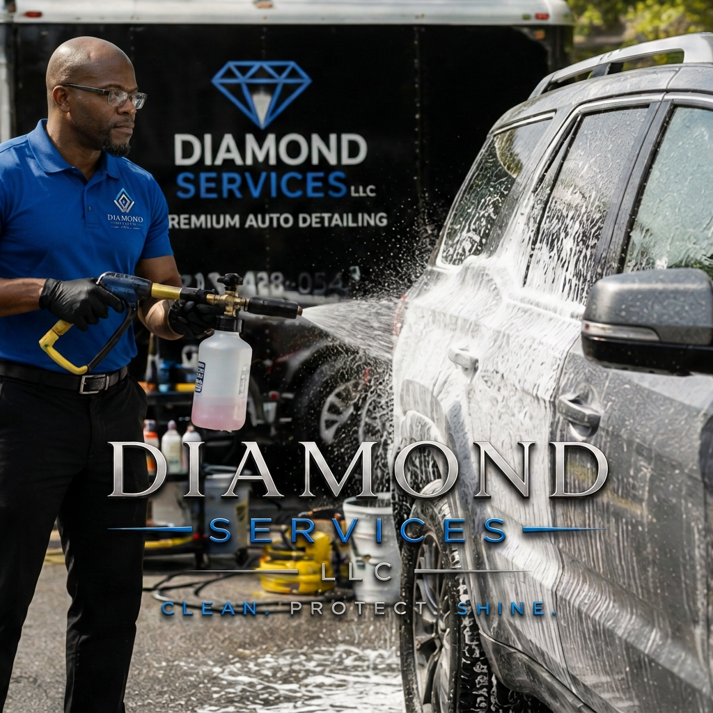 Diamond Services technician polishing vehicle paint